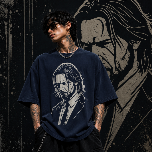 John Wick | Oversized | Cotton Bio Wash - Graphic Printed T-shirt