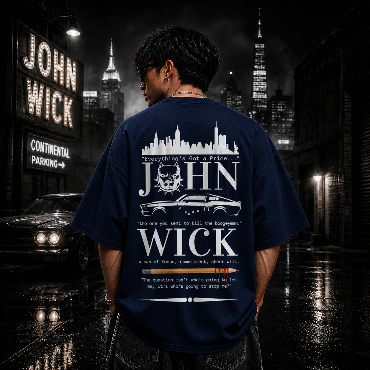 BOOGEYMAN LEGEND - John Wick | Front & Back | Oversized | Cotton Bio Wash - Graphic Printed T-shirt