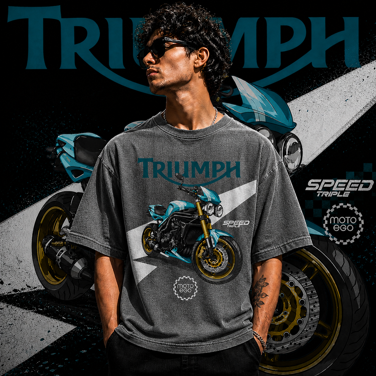 Triumph 2007 Speed Triple | Cotton Bio Wash - Graphic Printed T-shirt