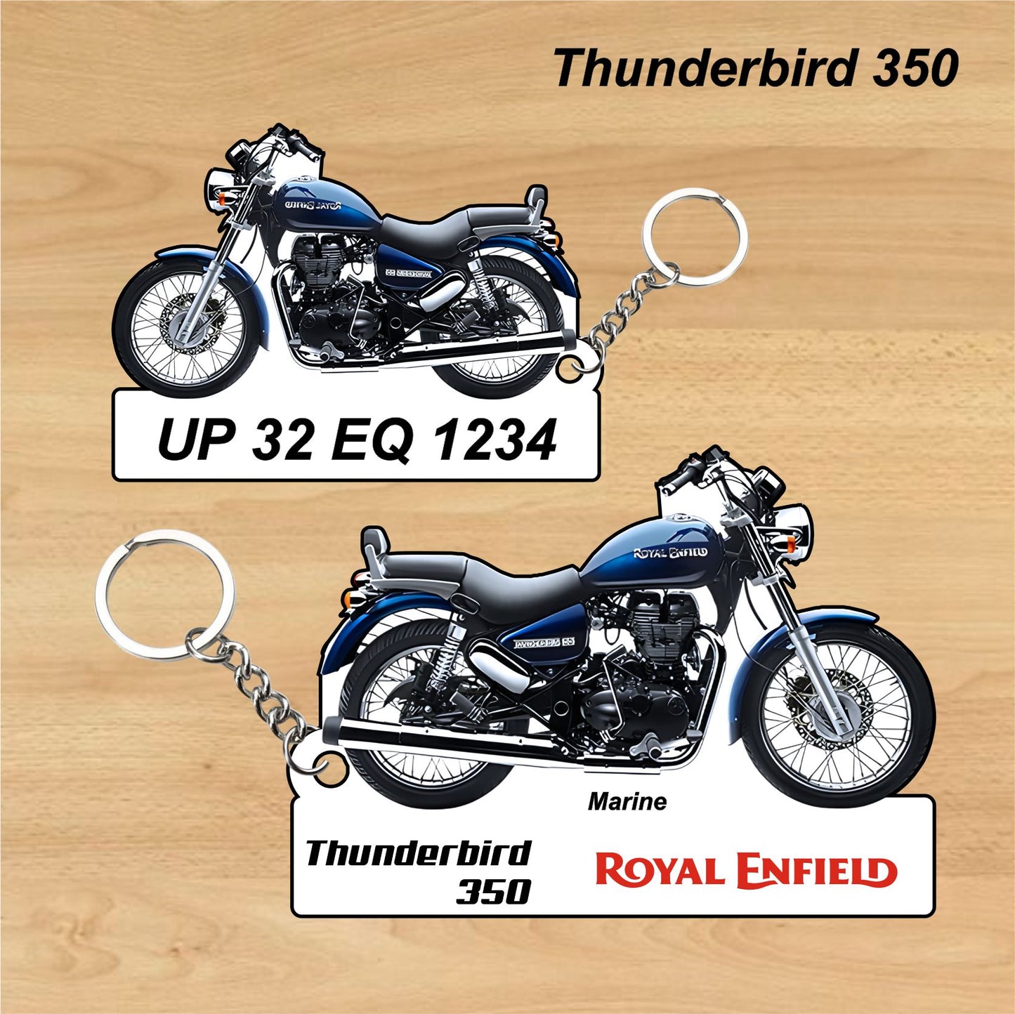Thunderbird 350 - Personalized Royal Enfield Keychain - Wood, Acrylic, Metal Printed