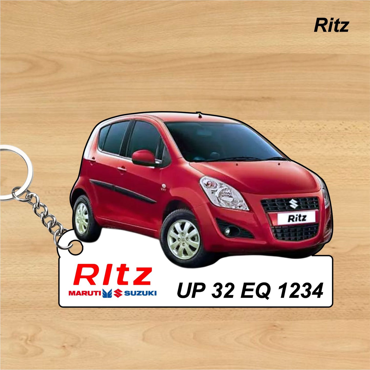 Ritz - Personalized Maruti Suzuki Keychain - Wood, Acrylic, Metal Printed