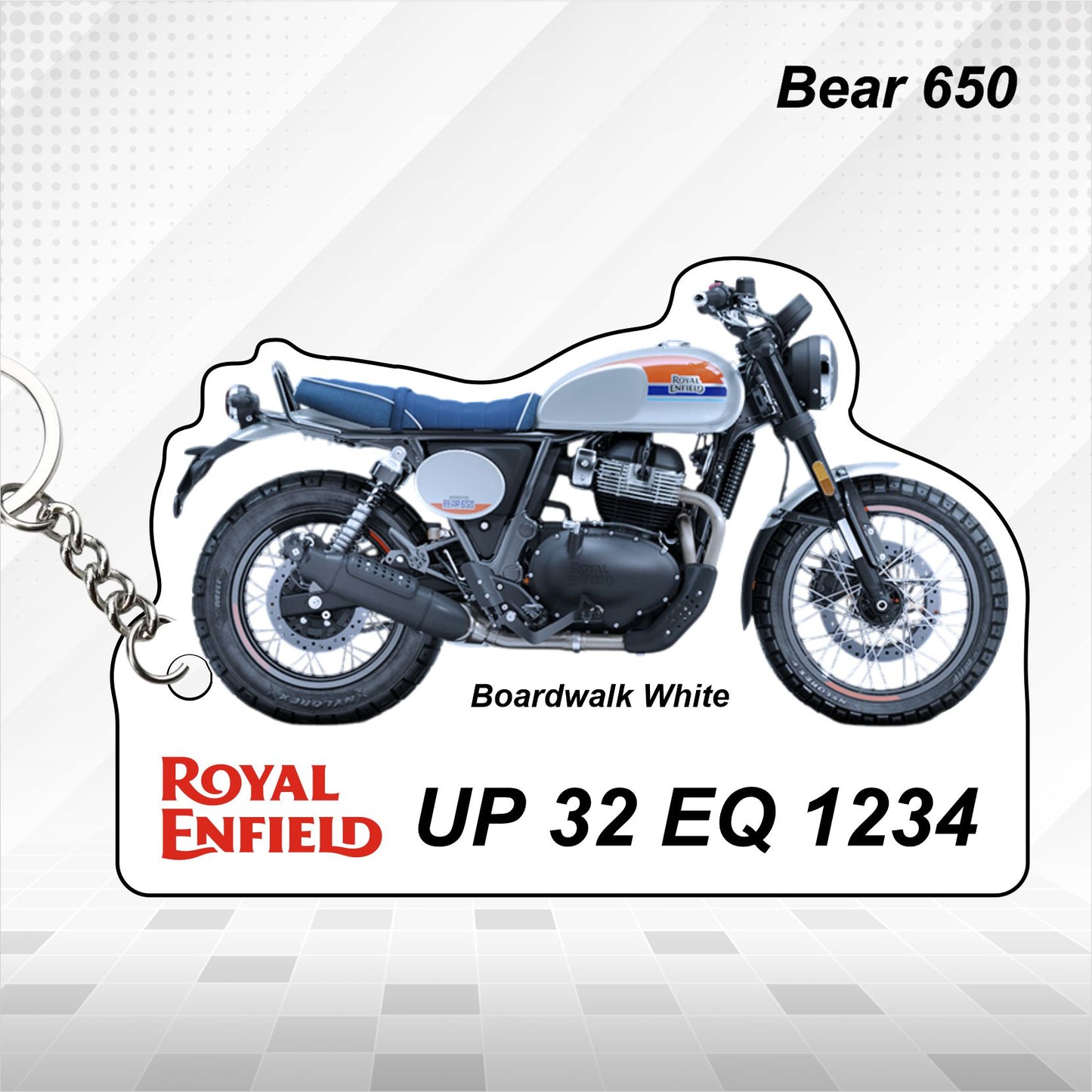 Bear 650 - Personalized Royal Enfield Keychain - Wood, Acrylic, Metal Printed