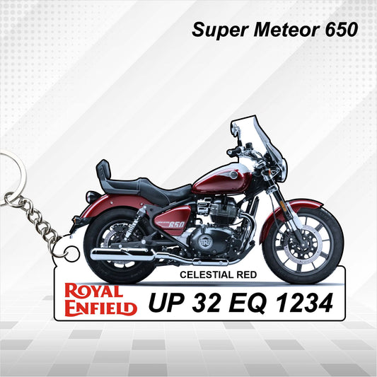 Super Meteor 650 - Personalized Royal Enfield Keychain - Wood, Acrylic, Metal Printed
