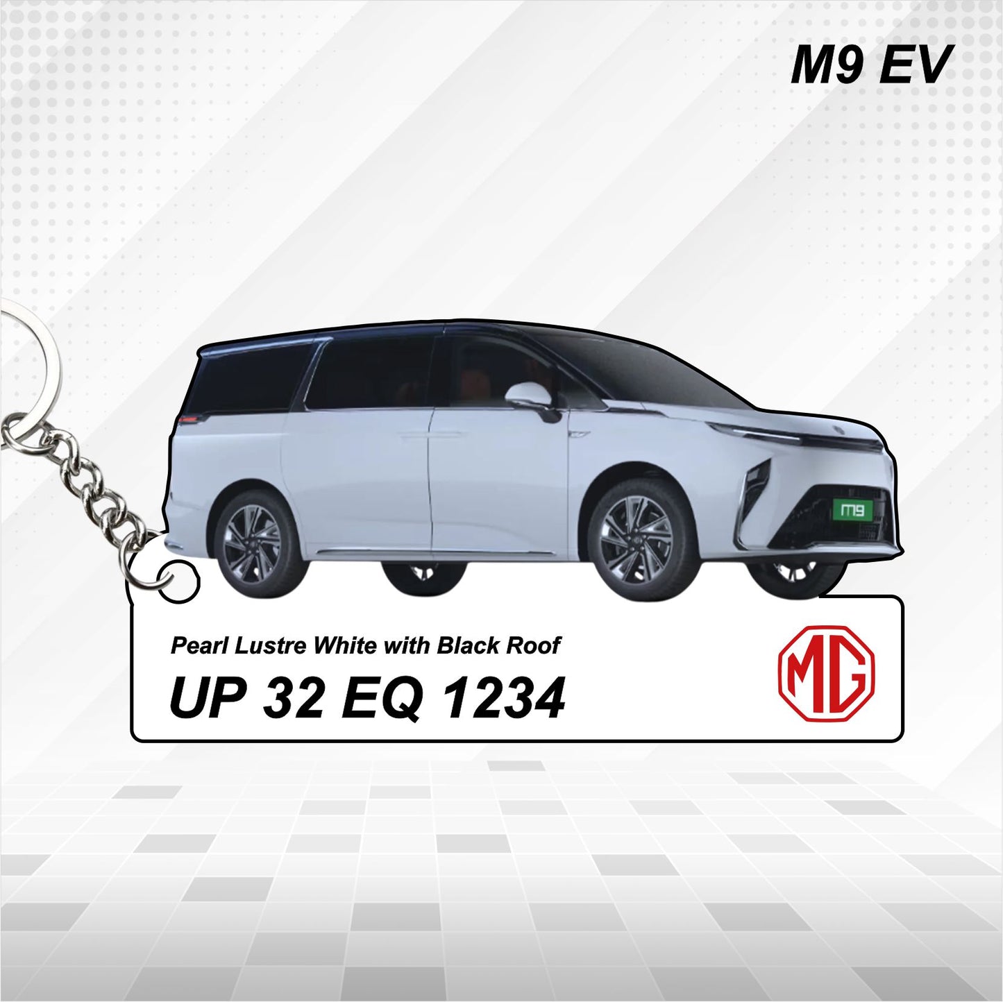 M9 EV - Personalized MG Car Keychain - Wood, Acrylic, Metal Printed