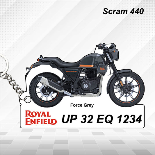 Scram 440 - Personalized Royal Enfield Keychain - Wood, Acrylic, Metal Printed