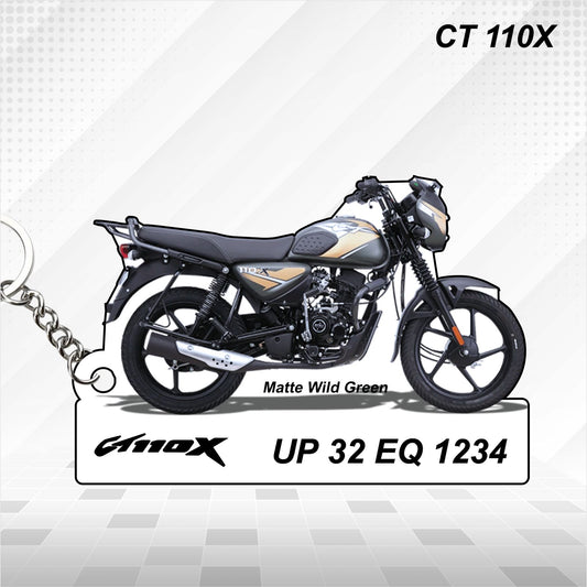 CT 110X - Personalized Bajaj Keychain - Wood, Acrylic, Metal Printed