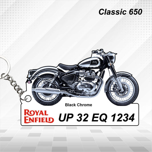 Classic 650 - Personalized Royal Enfield Keychain - Wood, Acrylic, Metal Printed
