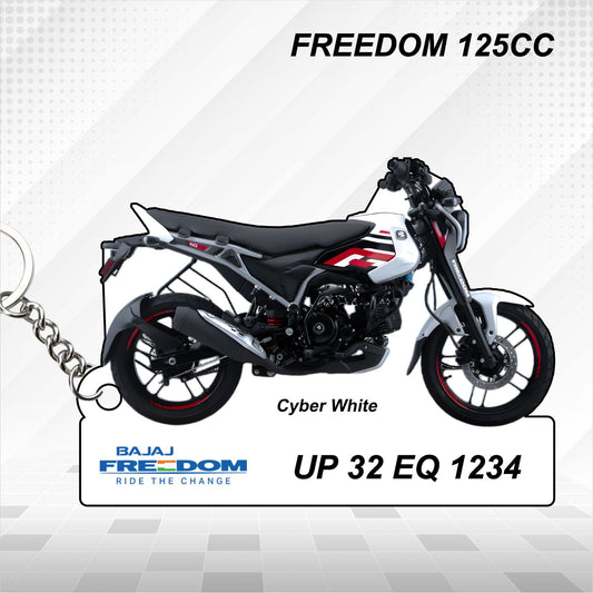 Freedom 125cc - Personalized Bajaj Keychain - Wood, Acrylic, Metal Printed