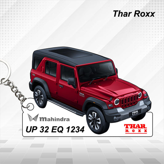 Thar Roxx - Personalized Mahindra Car Keychain - Wood, Acrylic, Metal Printed
