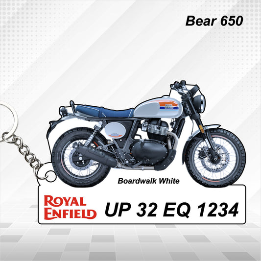 Bear 650 - Personalized Royal Enfield Keychain - Wood, Acrylic, Metal Printed
