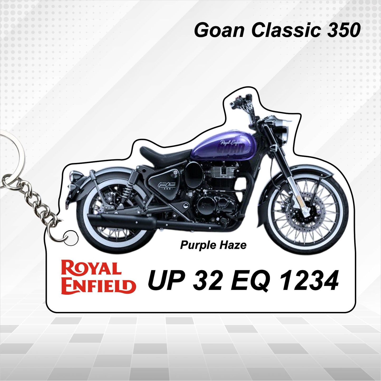 Goan Classic 350 - Personalized Royal Enfield Keychain - Wood, Acrylic, Metal Printed