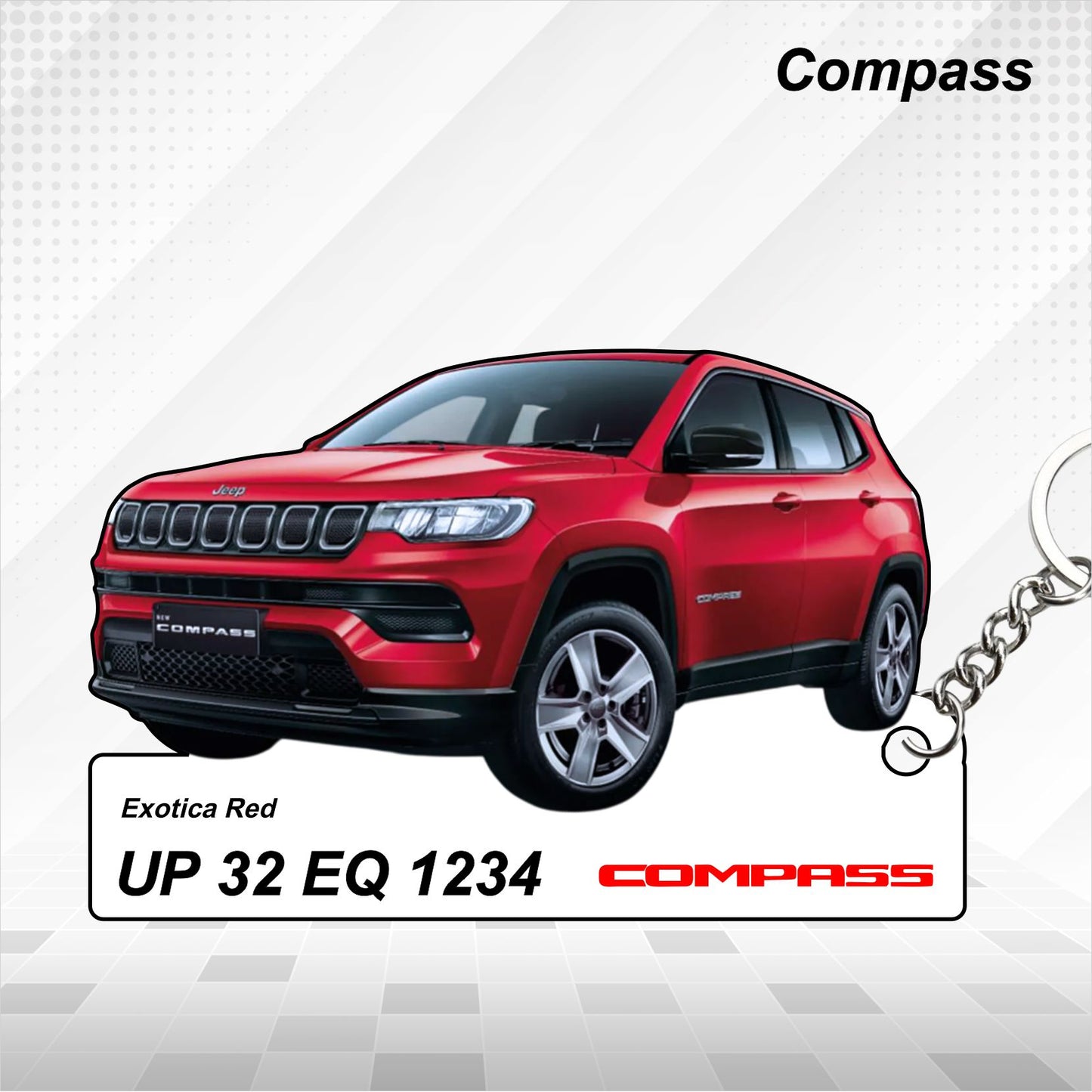 Compass - Personalized Jeep Car Keychain - Wood, Acrylic, Metal Printed