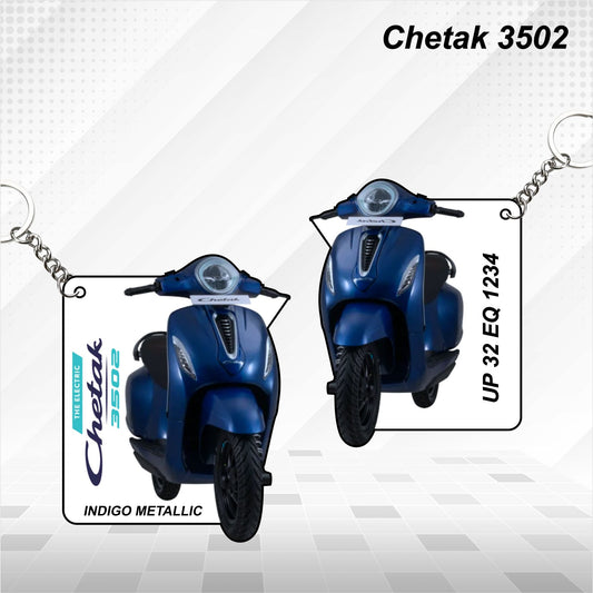 CHETAK 3502 - Personalized Bajaj Scooter Keychain - Wood, Acrylic, Metal Printed