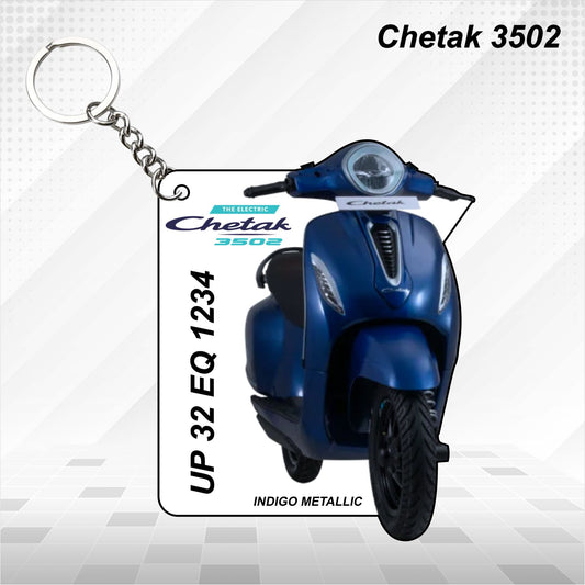 CHETAK 3502 - Personalized Bajaj Scooter Keychain - Wood, Acrylic, Metal Printed