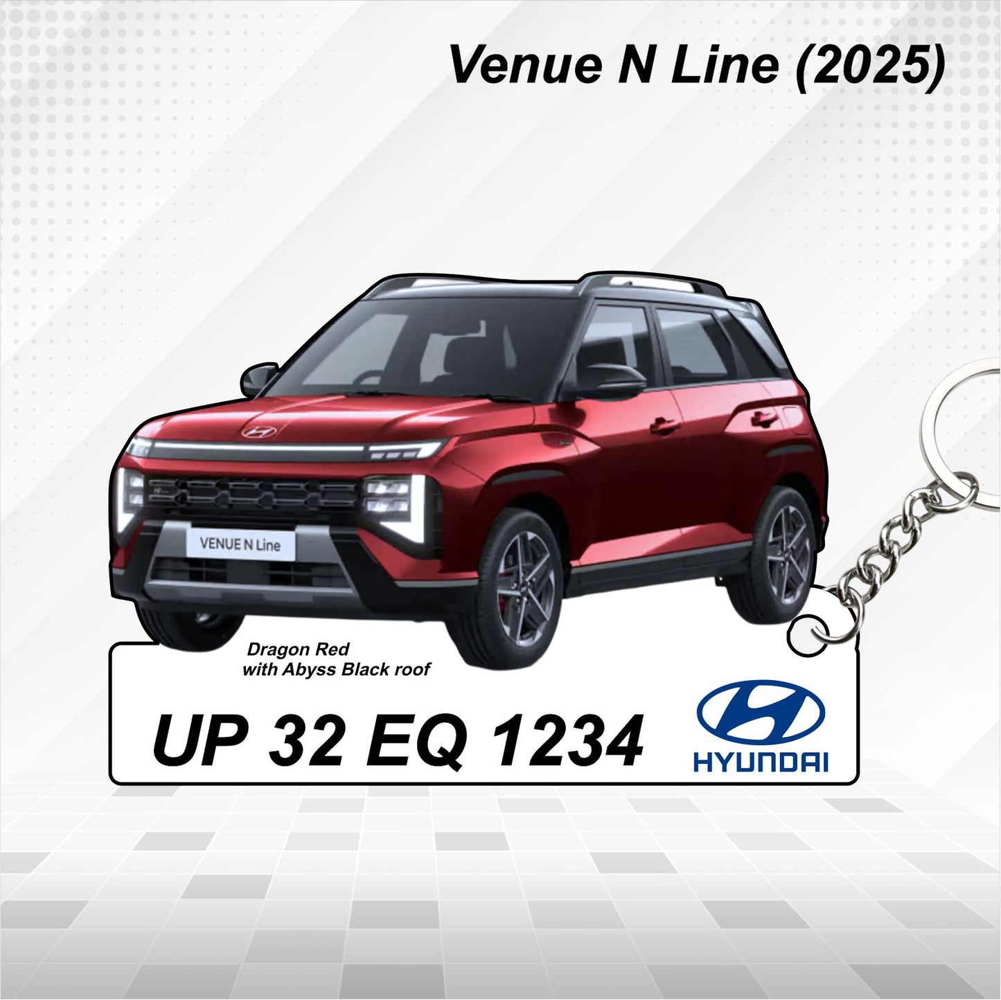 Venue N Line (2025) - Personalized Hyundai Car Keychain - Wood, Acrylic, Metal Printed