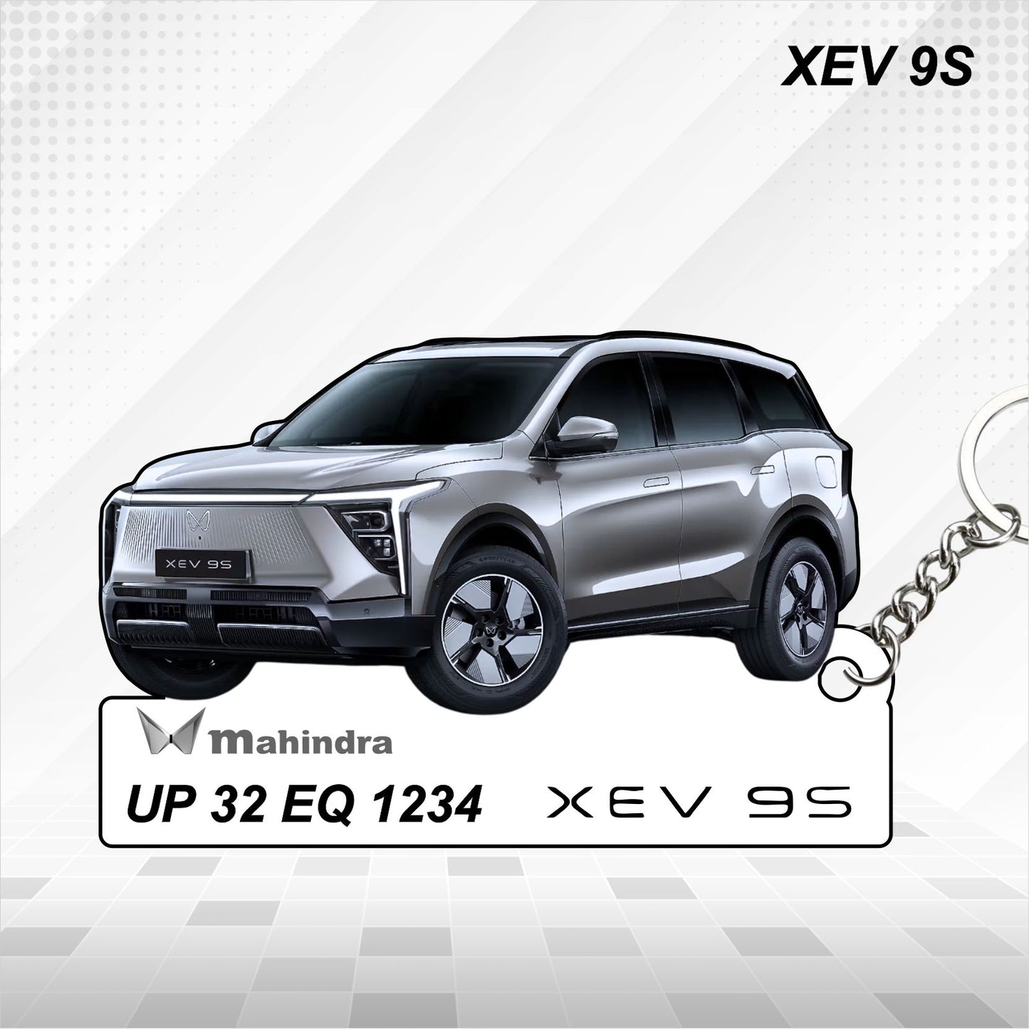 XEV 9S - Personalized Mahindra Car Keychain - Wood, Acrylic, Metal Printed