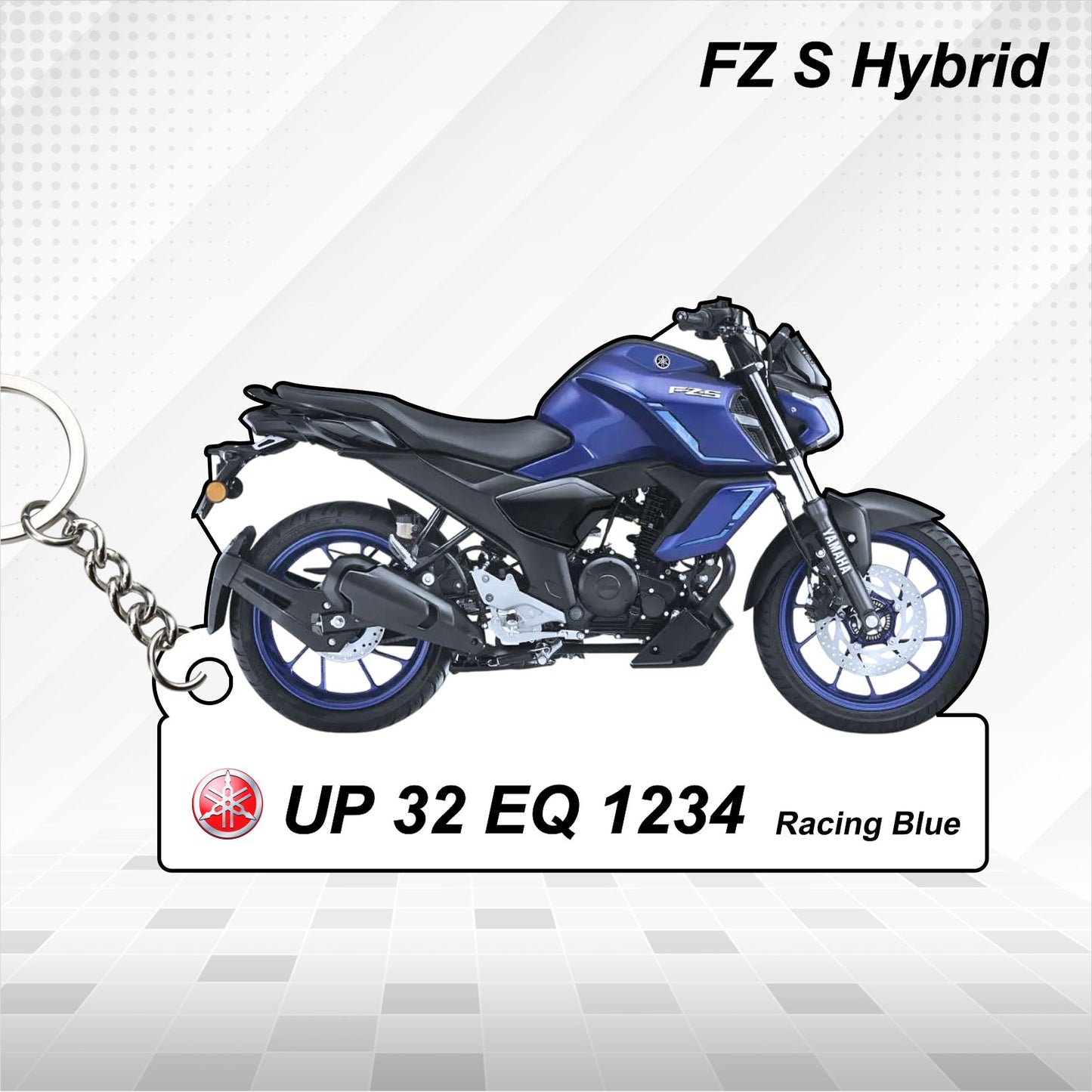 FZ S Hybrid - Personalized Yamaha Keychain - Wood, Acrylic, Metal Printed