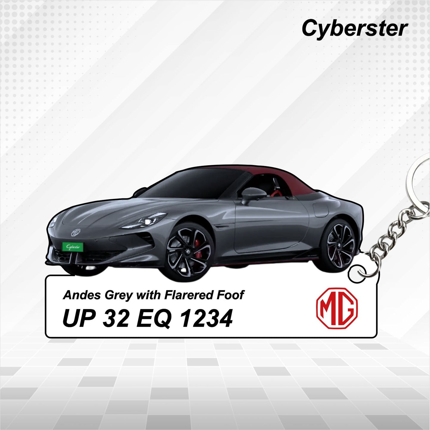 Cyberster - Personalized MG Car Keychain - Wood, Acrylic, Metal Printed