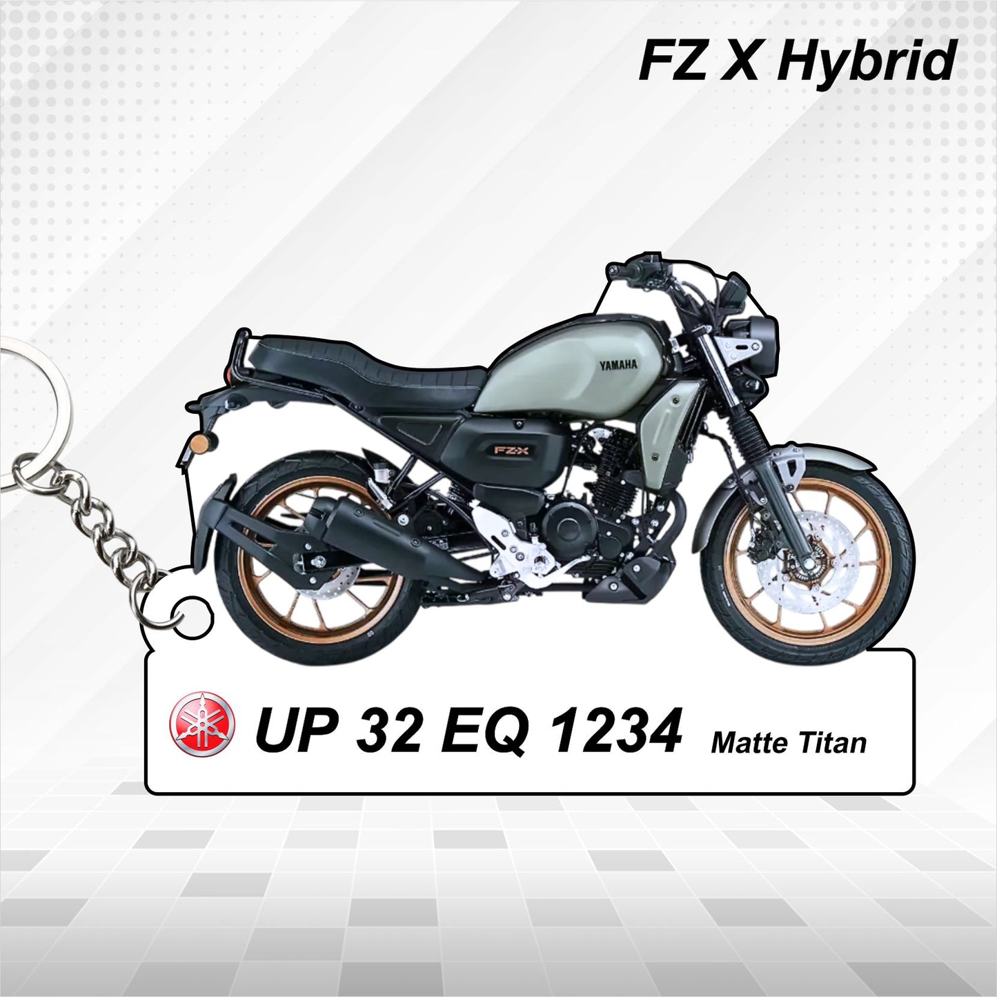 FZ X Hybrid - Personalized Yamaha Keychain - Wood, Acrylic, Metal Printed