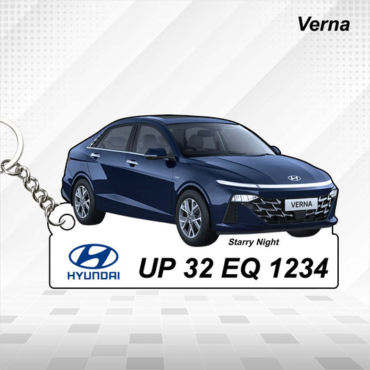 Verna- Personalized Hyundai Car Keychain - Wood, Acrylic, Metal Printed