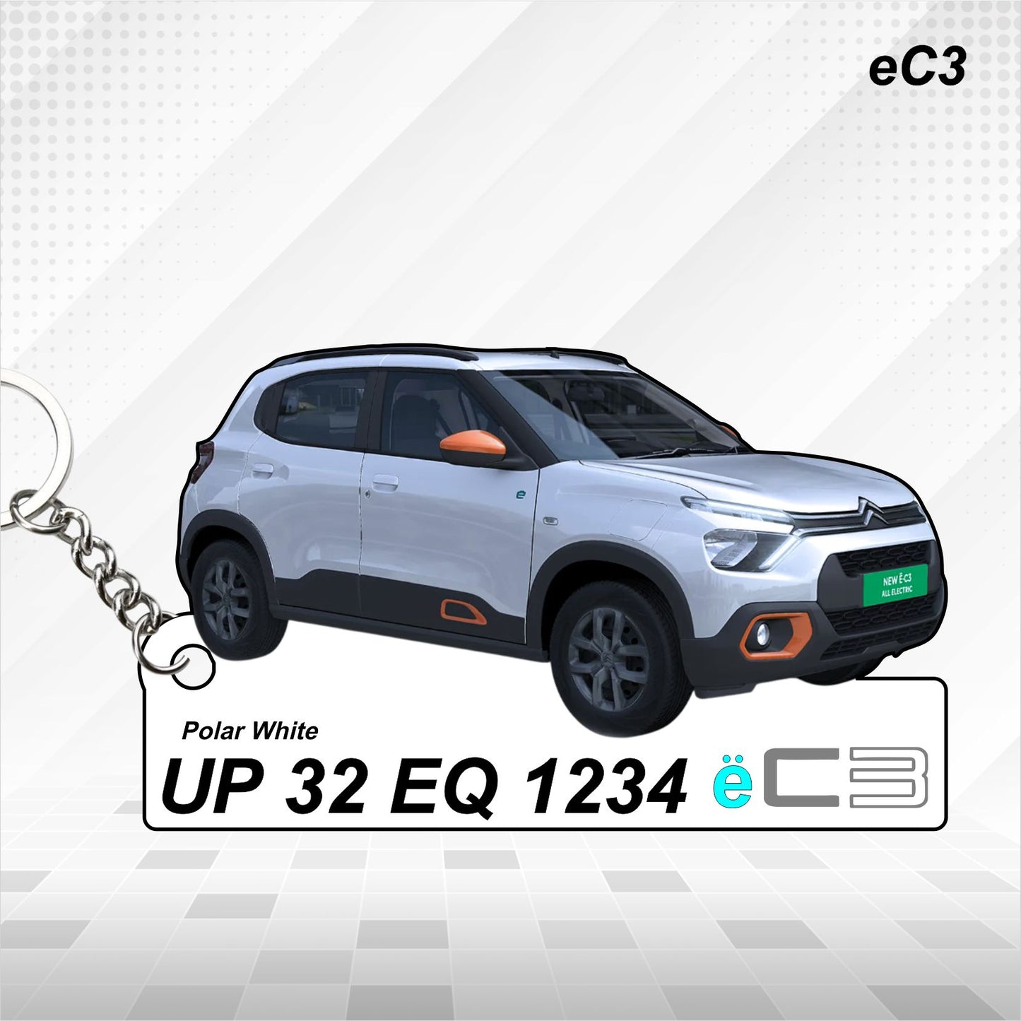 eC3- Personalized Citroen Car Keychain - Wood, Acrylic, Metal Printed