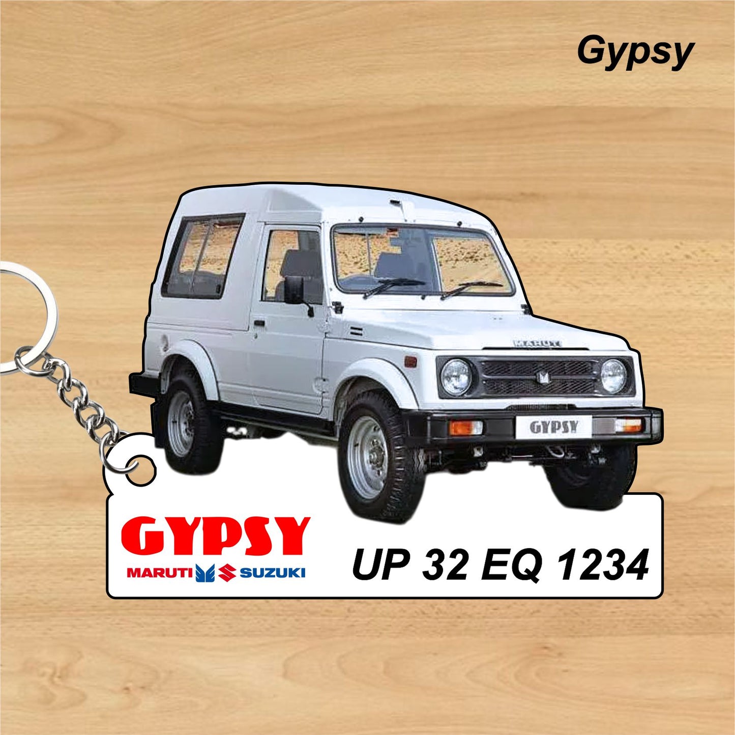 Gypsy - Personalized Maruti Suzuki Keychain - Wood, Acrylic, Metal Printed