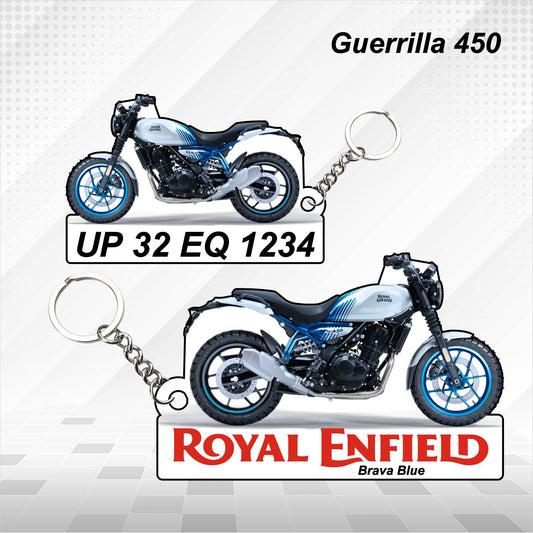 Guerrilla 450 - Personalized Royal Enfield Keychain - Wood, Acrylic, Metal Printed