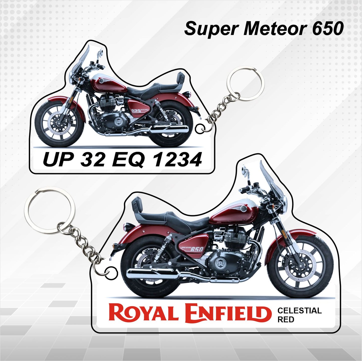 Super Meteor 650 - Personalized Royal Enfield Keychain - Wood, Acrylic, Metal Printed
