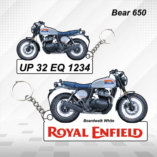 Bear 650 - Personalized Royal Enfield Keychain - Wood, Acrylic, Metal Printed