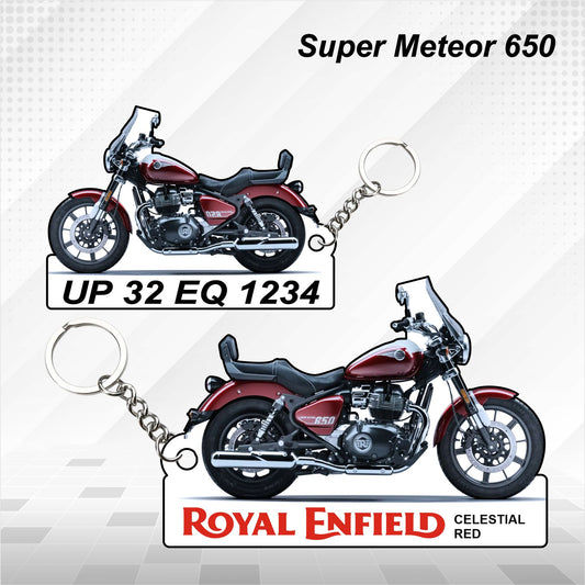 Super Meteor 650 - Personalized Royal Enfield Keychain - Wood, Acrylic, Metal Printed