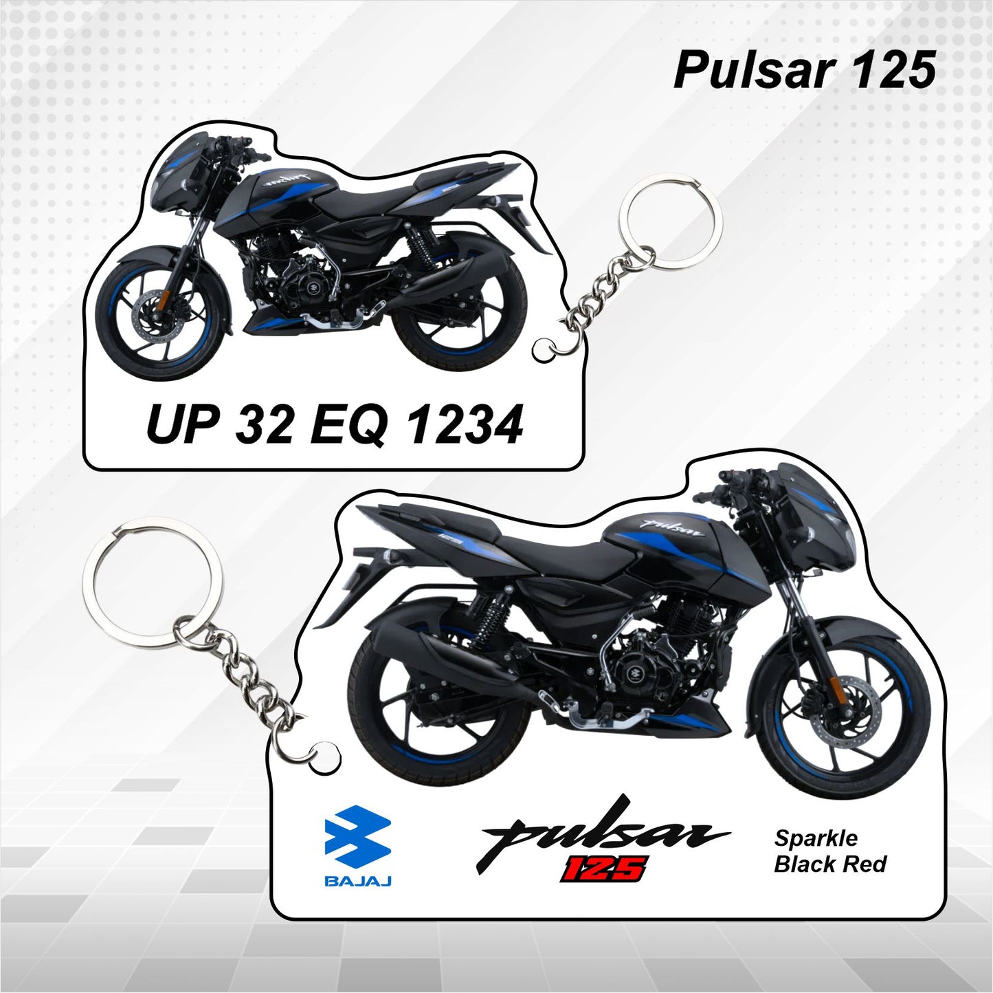 Pulsar 125 - Personalized Bajaj Keychain - Wood, Acrylic, Metal Printed