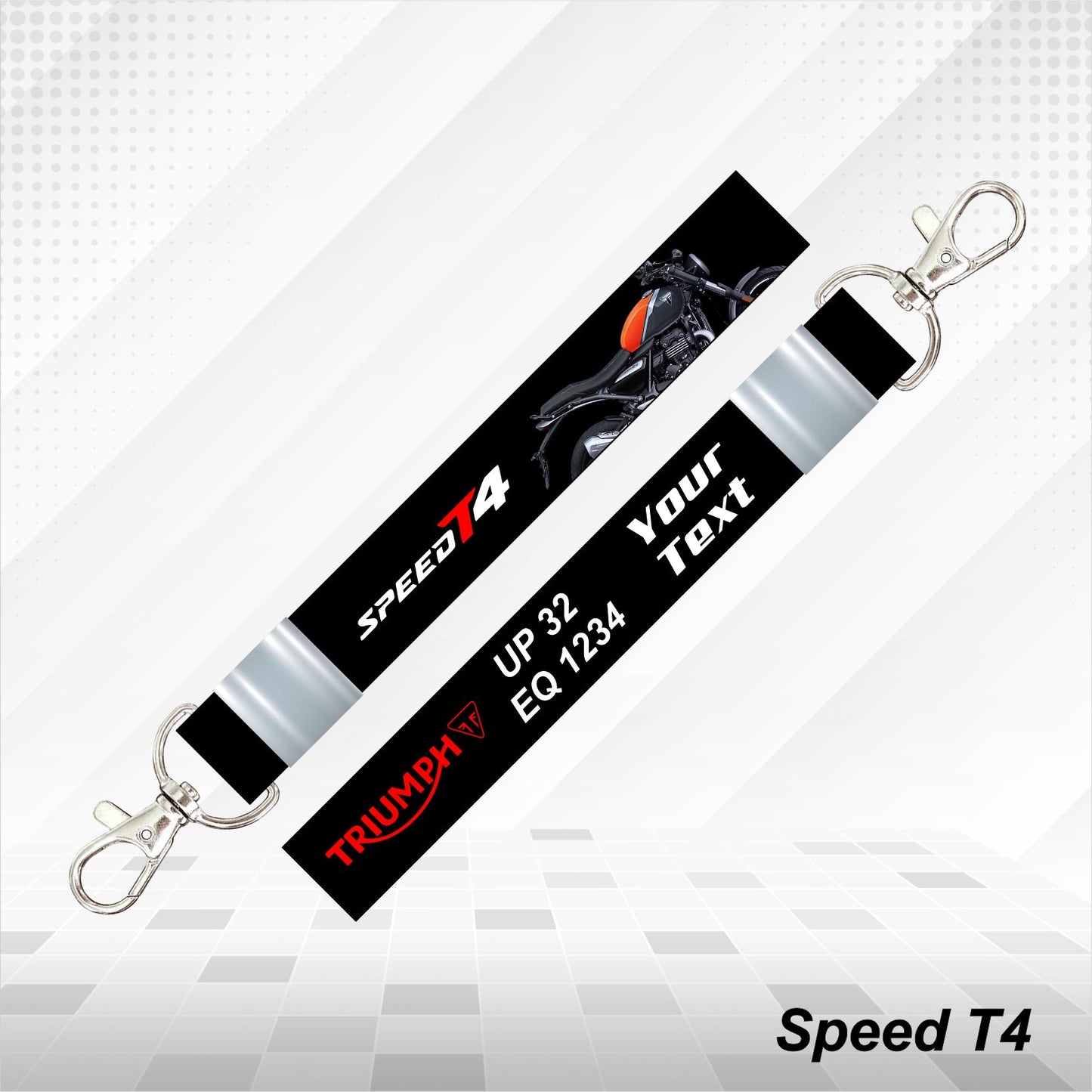 Speed T4 - Personalized Triumph Keychain - Wood, Acrylic, Metal Printed, Lanyard