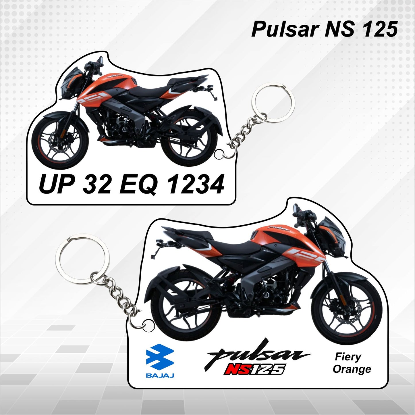 Pulsar NS 125 - Personalized Bajaj Keychain - Wood, Acrylic, Metal Printed