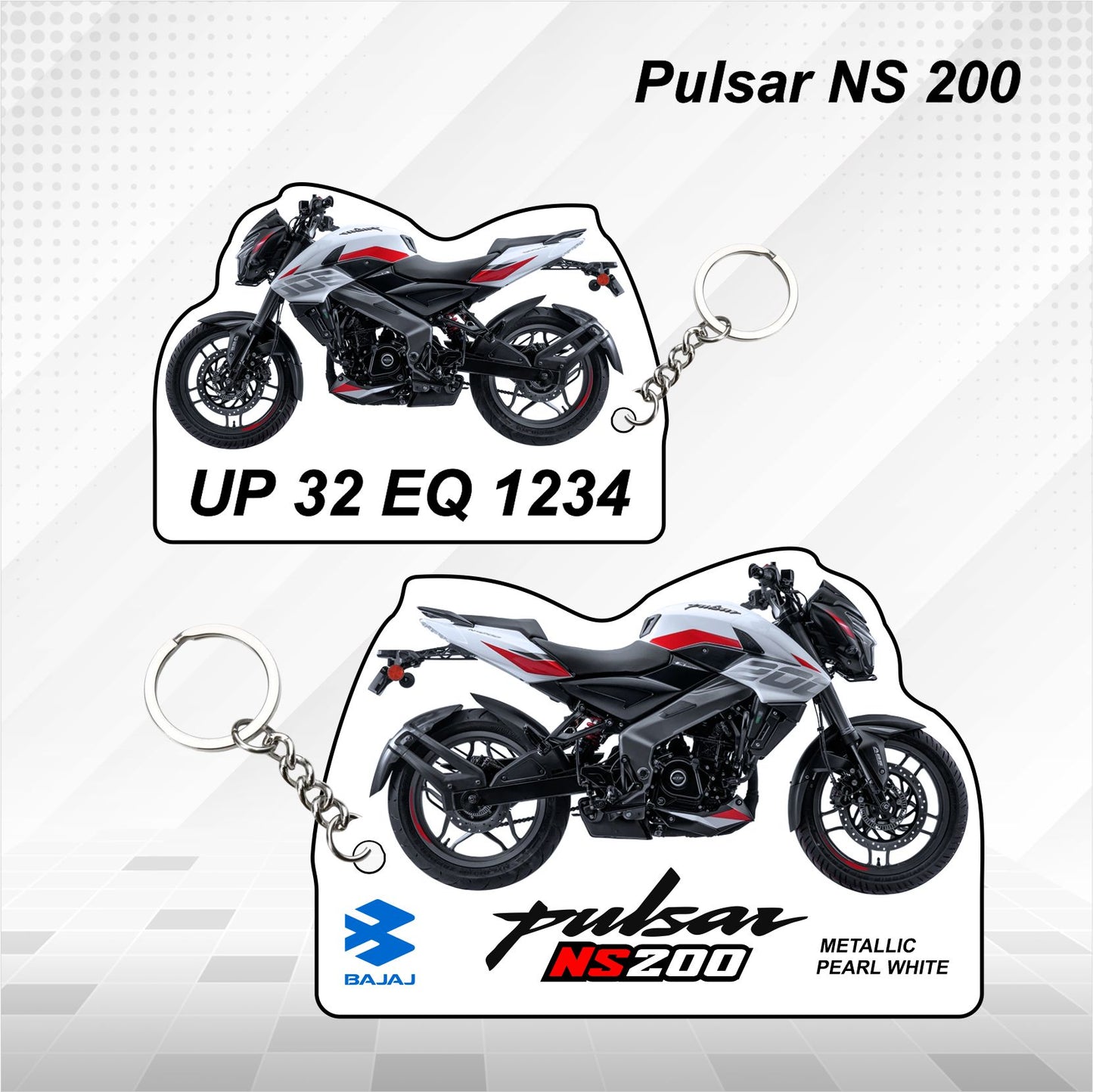 Pulsar NS 200 - Personalized Bajaj Keychain - Wood, Acrylic, Metal Printed