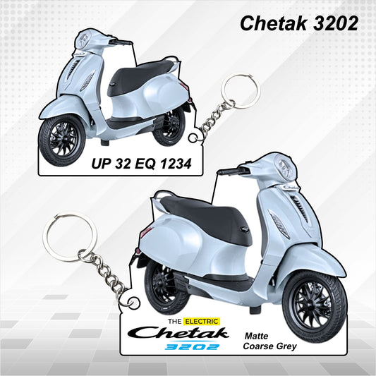 CHETAK 3202 - Personalized Bajaj Scooter Keychain - Wood, Acrylic, Metal Printed
