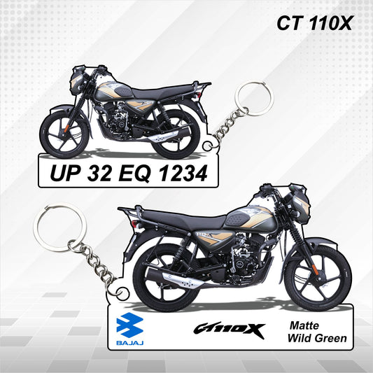 CT 110X - Personalized Bajaj Keychain - Wood, Acrylic, Metal Printed