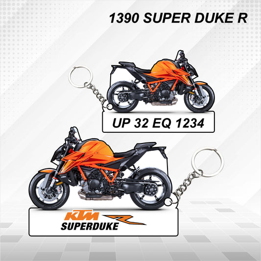 KTM 1390 SUPER DUKE R - Personalized KTM Keychain - Wood, Acrylic, Metal Printed