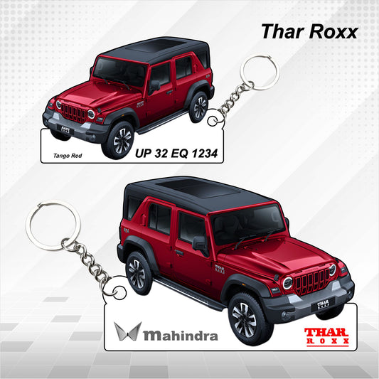 Thar Roxx - Personalized Mahindra Car Keychain - Wood, Acrylic, Metal Printed