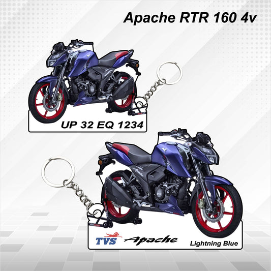 Apache RTR 160 4v - Personalized TVS Keychain - Wood, Acrylic, Metal Printed