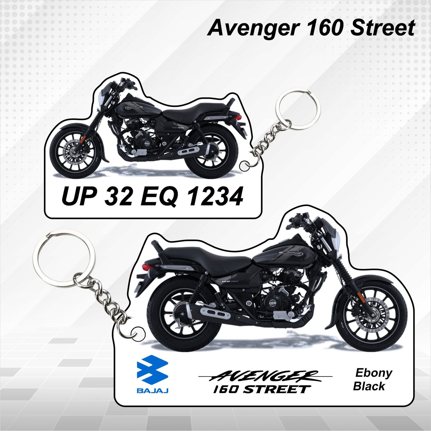 Avenger Street 160 - Personalized Bajaj Keychain - Wood, Acrylic, Metal Printed