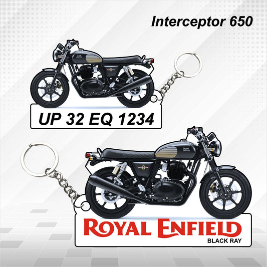 Interceptor 650 - Personalized Royal Enfield Keychain - Wood, Acrylic, Metal Printed