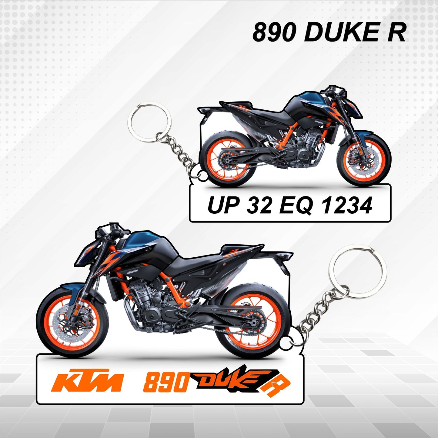 KTM 890 DUKE R - Personalized KTM Keychain - Wood, Acrylic, Metal Printed