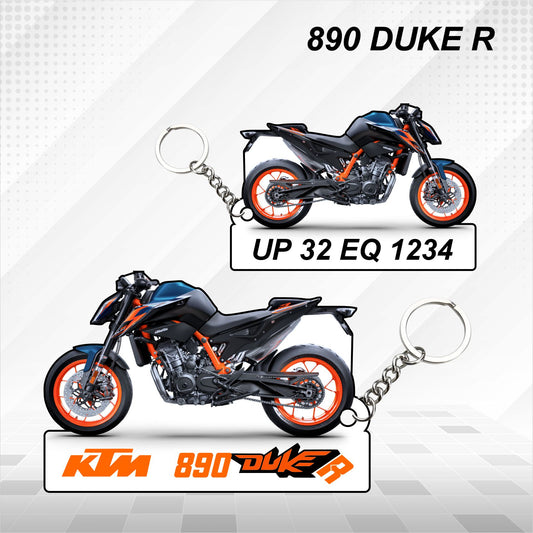 KTM 890 DUKE R - Personalized KTM Keychain - Wood, Acrylic, Metal Printed