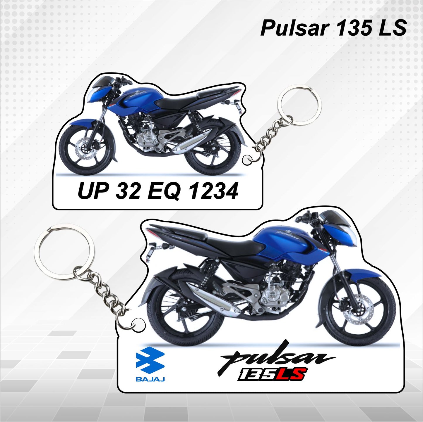 Pulsar 135 LS - Personalized Bajaj Keychain - Wood, Acrylic, Metal Printed