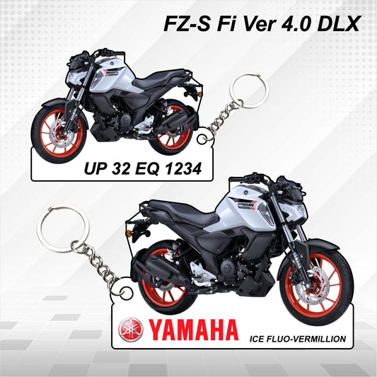 FZ-S Fi Ver 4.0 DLX - Personalized Yamaha Keychain - Wood, Acrylic, Metal Printed