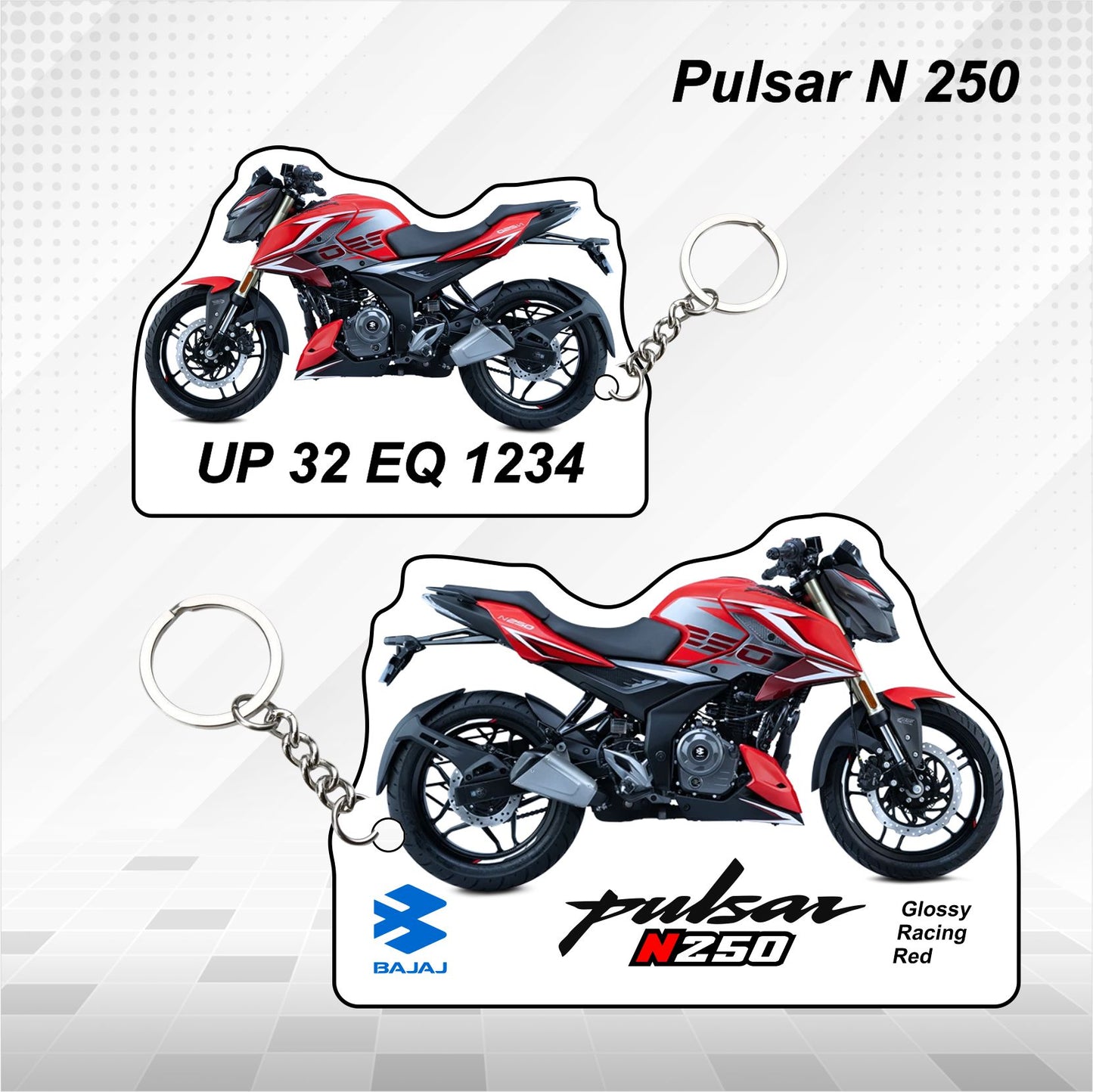 Pulsar N250 - Personalized Bajaj Keychain - Wood, Acrylic, Metal Printed