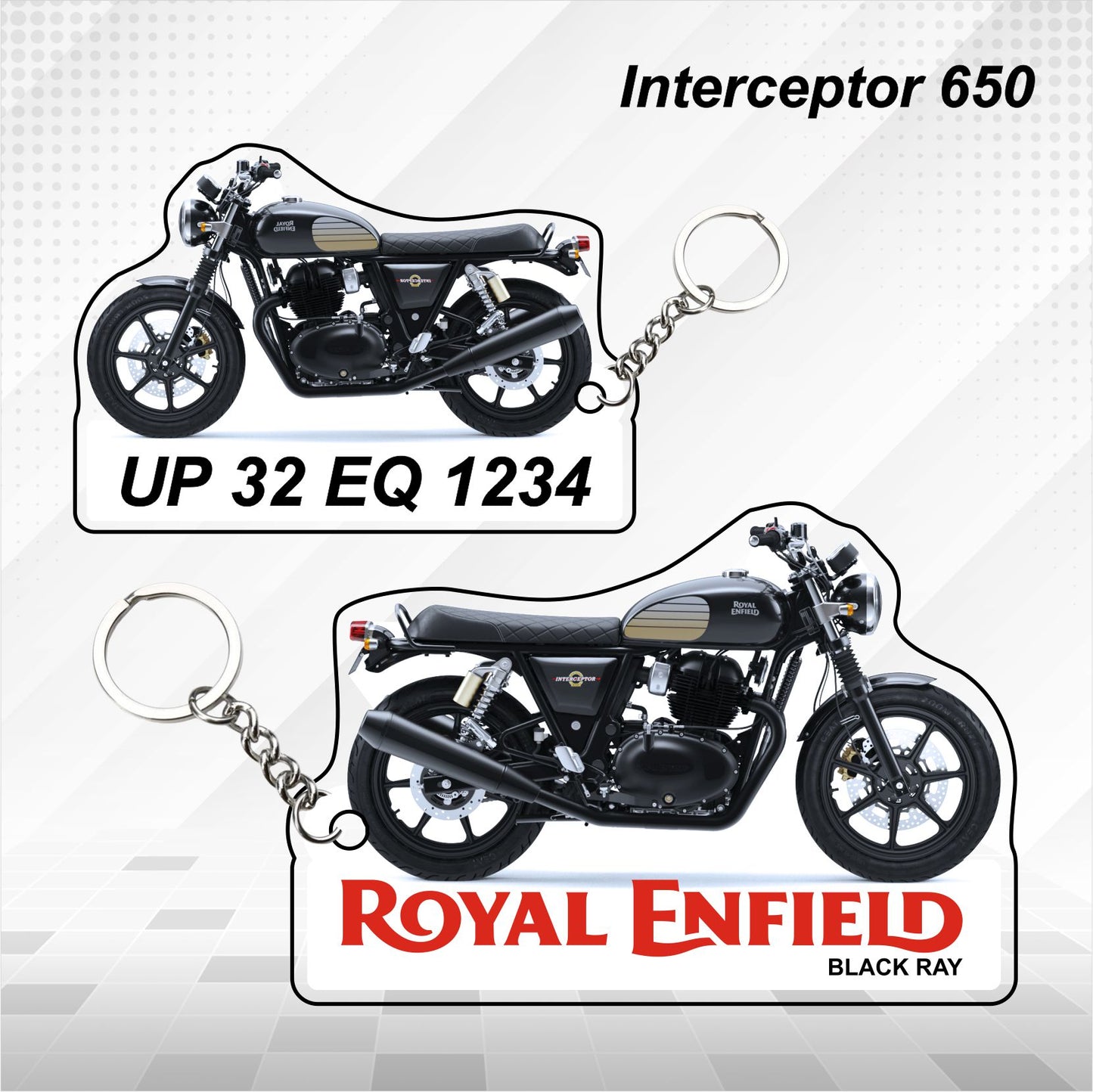 Interceptor 650 - Personalized Royal Enfield Keychain - Wood, Acrylic, Metal Printed