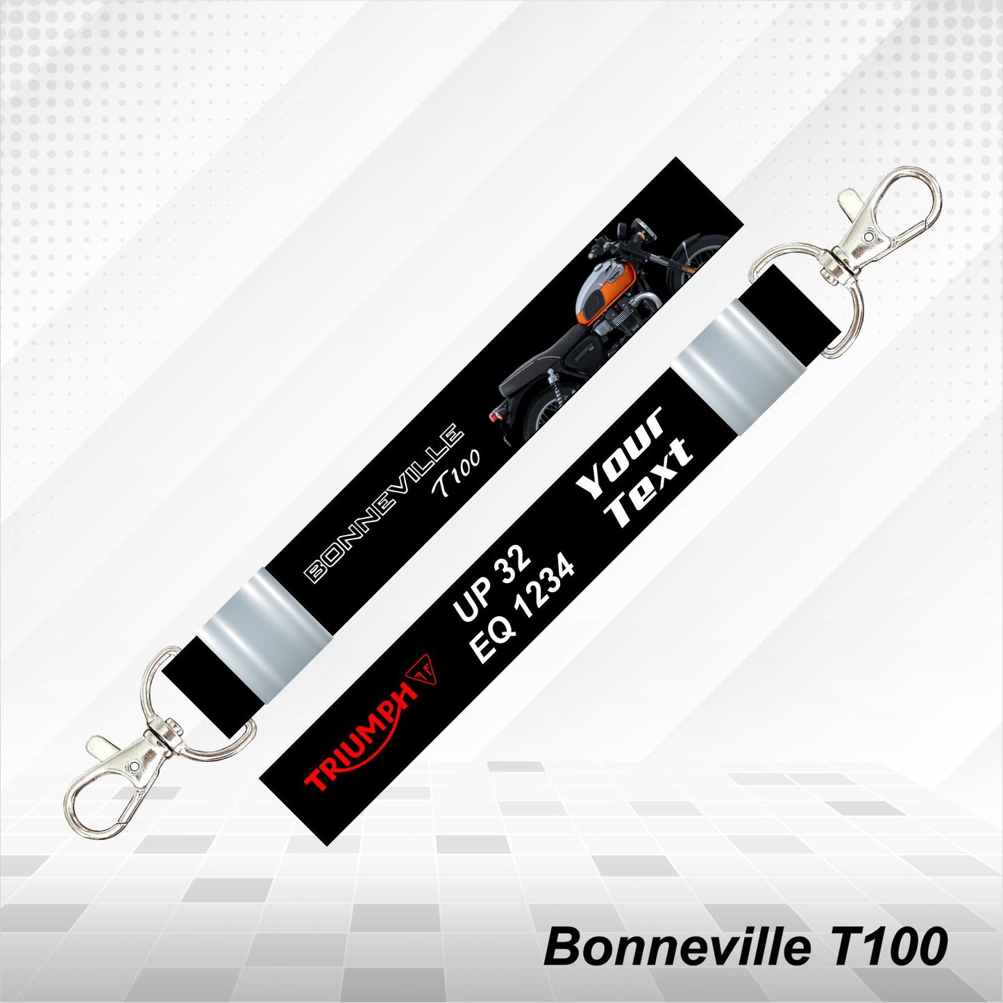 Bonneville T100 - Personalized Triumph Keychain - Wood, Acrylic, Metal Printed, Lanyard