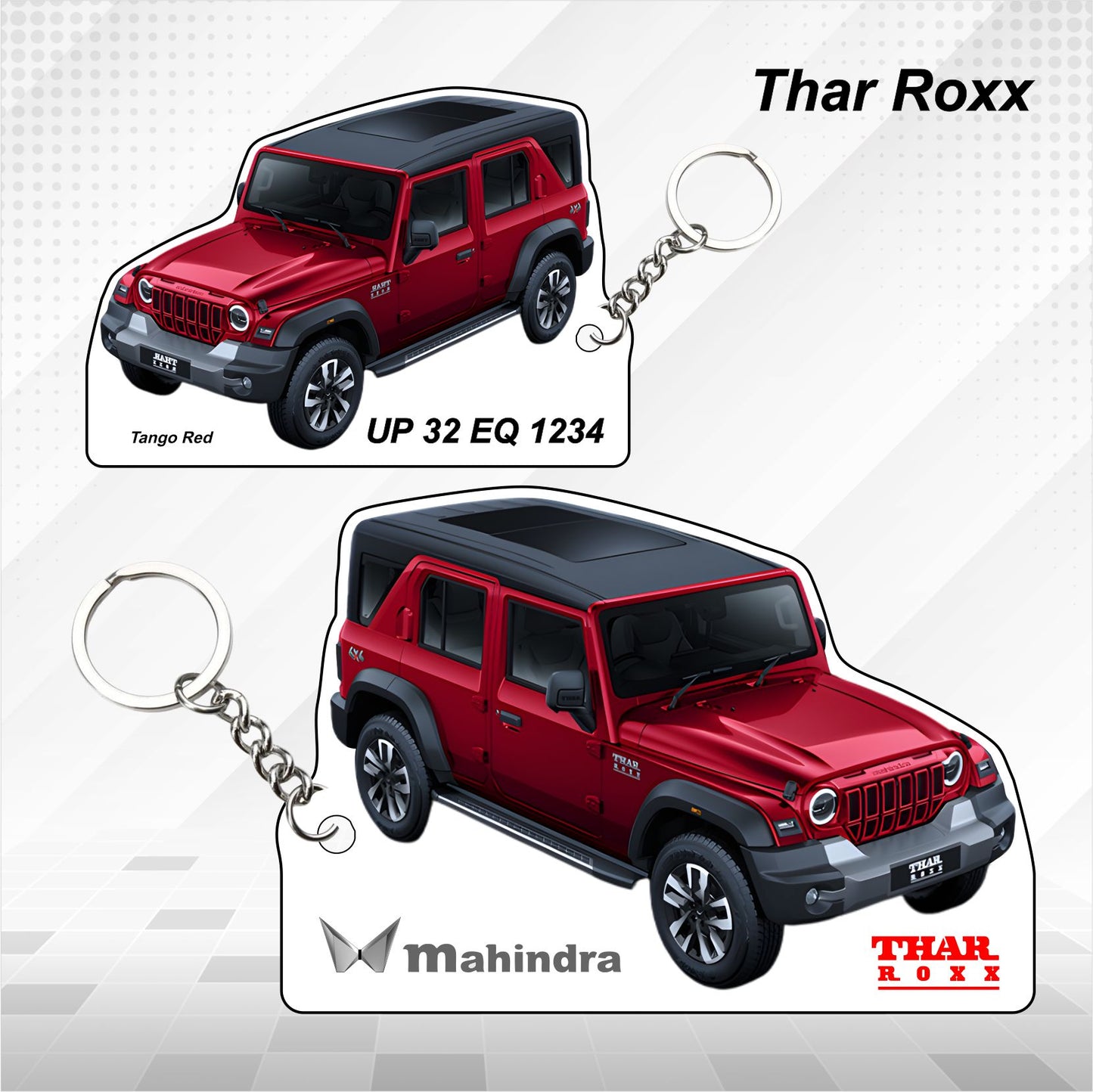Thar Roxx - Personalized Mahindra Car Keychain - Wood, Acrylic, Metal Printed