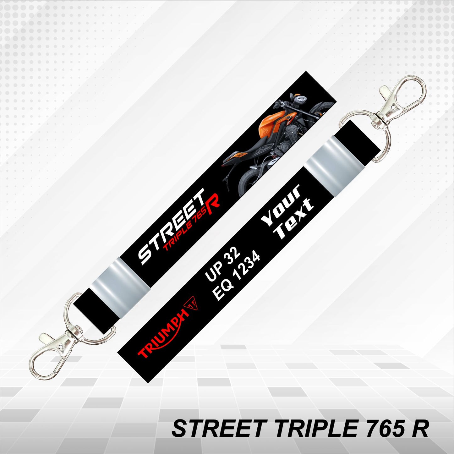 STREET TRIPLE 765 R - Personalized Triumph Keychain - Wood, Acrylic, Metal Printed, Lanyard